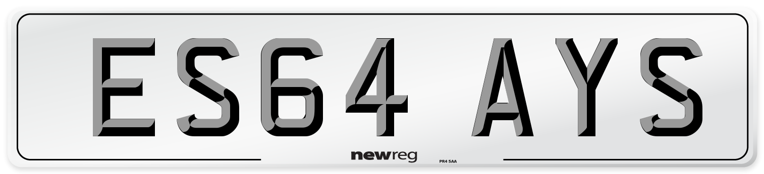 ES64 AYS Number Plate from New Reg
